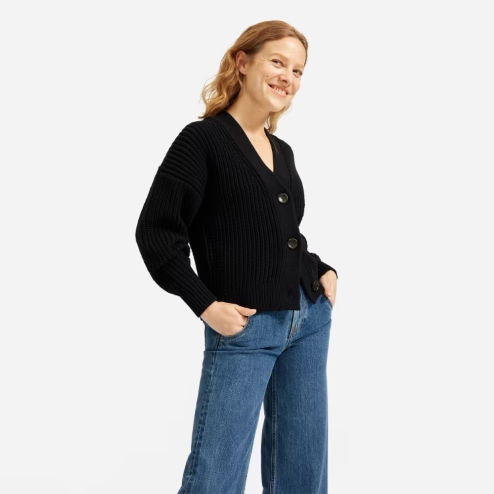 Everlane The Texture Cotton Crop Cardigan